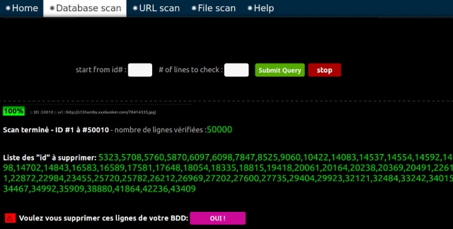 Après avoir vérifié 50000 URL dans ma BDD 